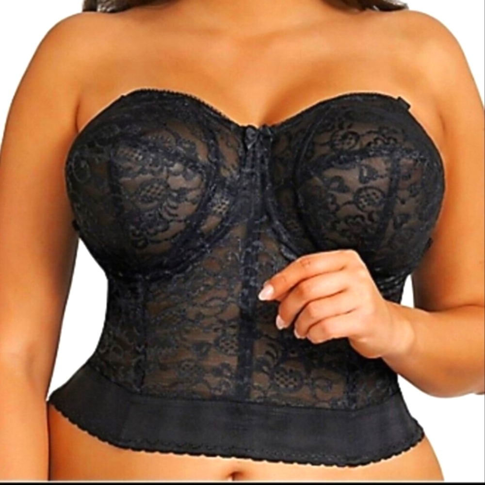 Goddess Women's Corset Lace Bridal Black Bra Size 46FF New